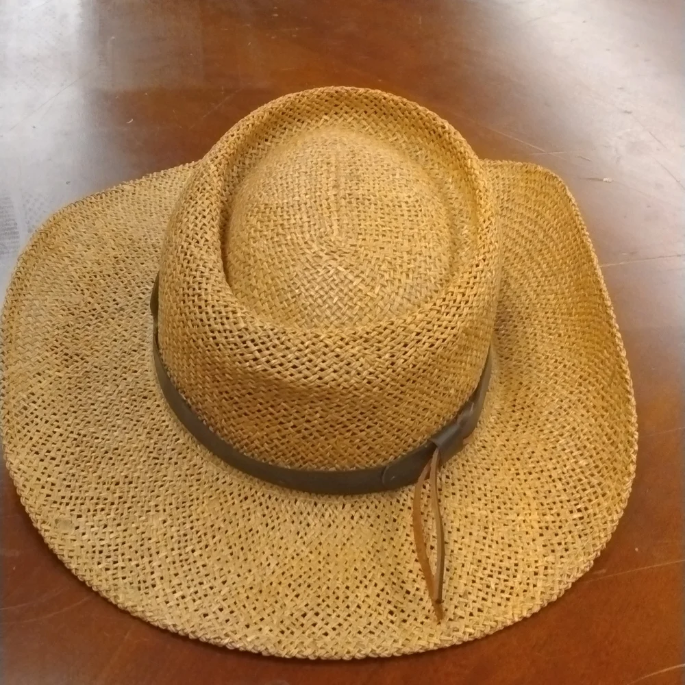 Stetson Designer  Straw Hat w leather band $34+Fre - Picture 3 of 8